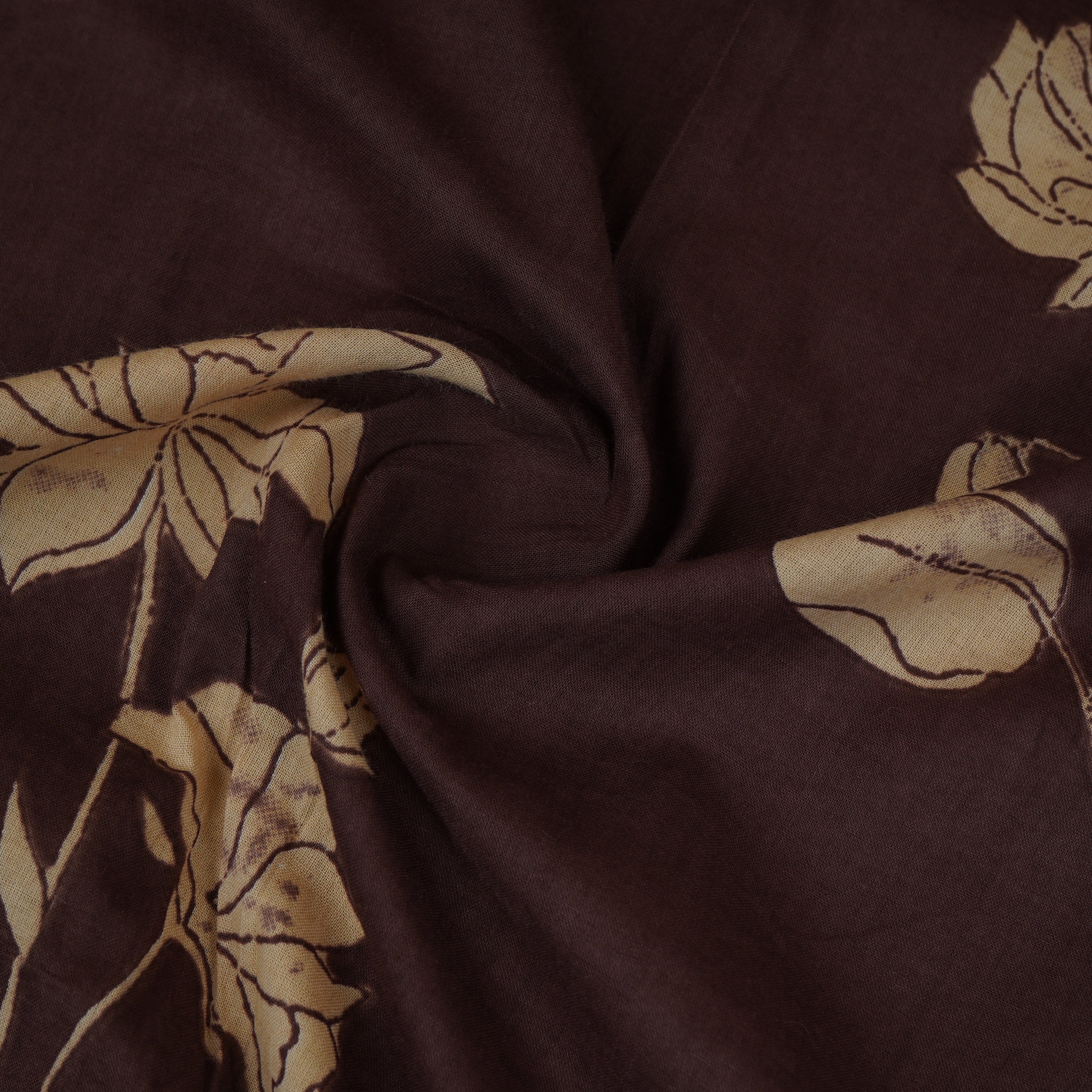 Deep Purple & White Floral Print Cotton Fabric MFR-29859 - TradeUNO