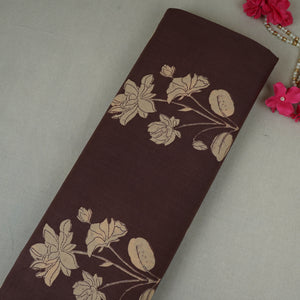 Deep Purple & White Floral Print Cotton Fabric MFR-29859 - TradeUNO