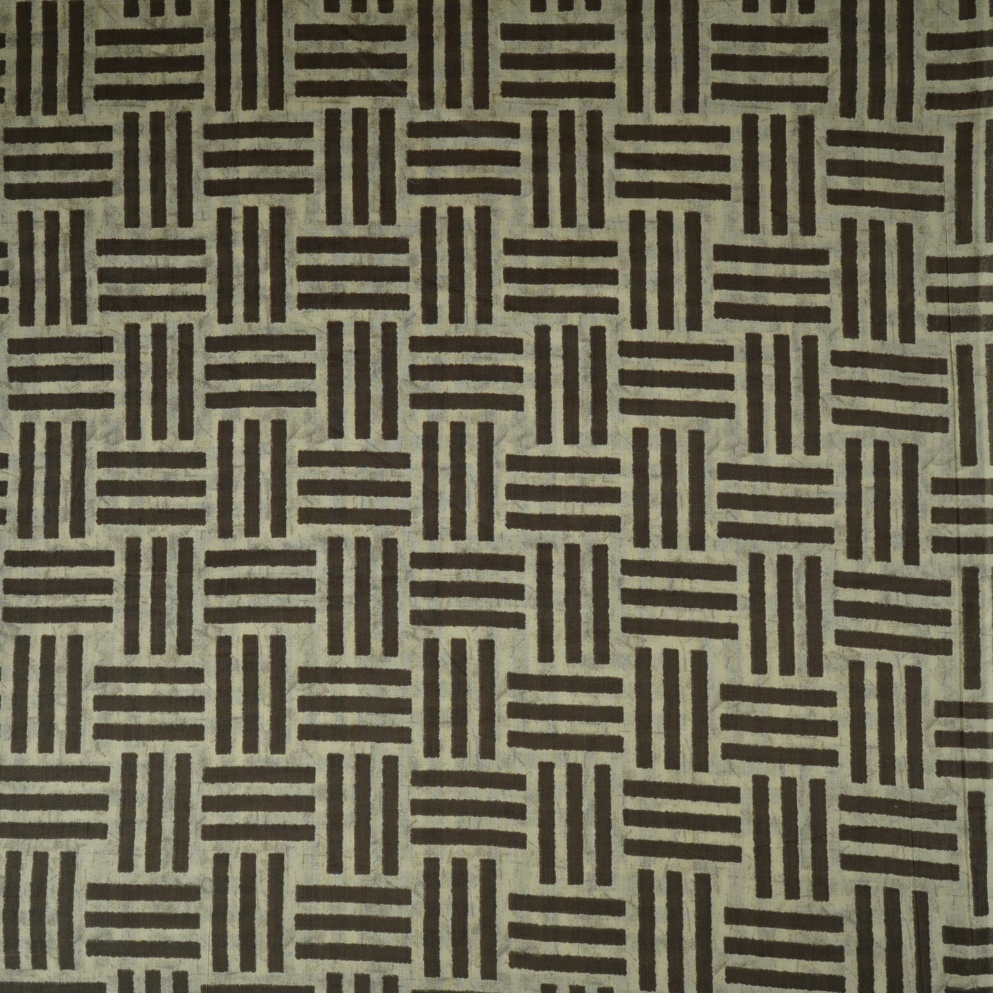 Off White & Dark Green Geomatrical Print Cotton Fabric MFR-29887