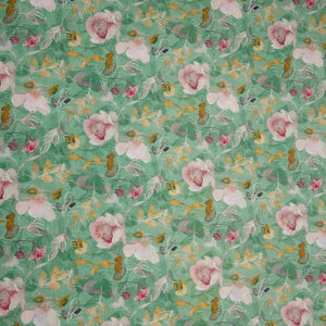Green floral print Cupro Linen Fabric PI-31904 - TradeUNO
