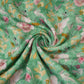 Green floral print Cupro Linen Fabric PI-31904