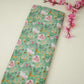 Green floral print Cupro Linen Fabric PI-31904