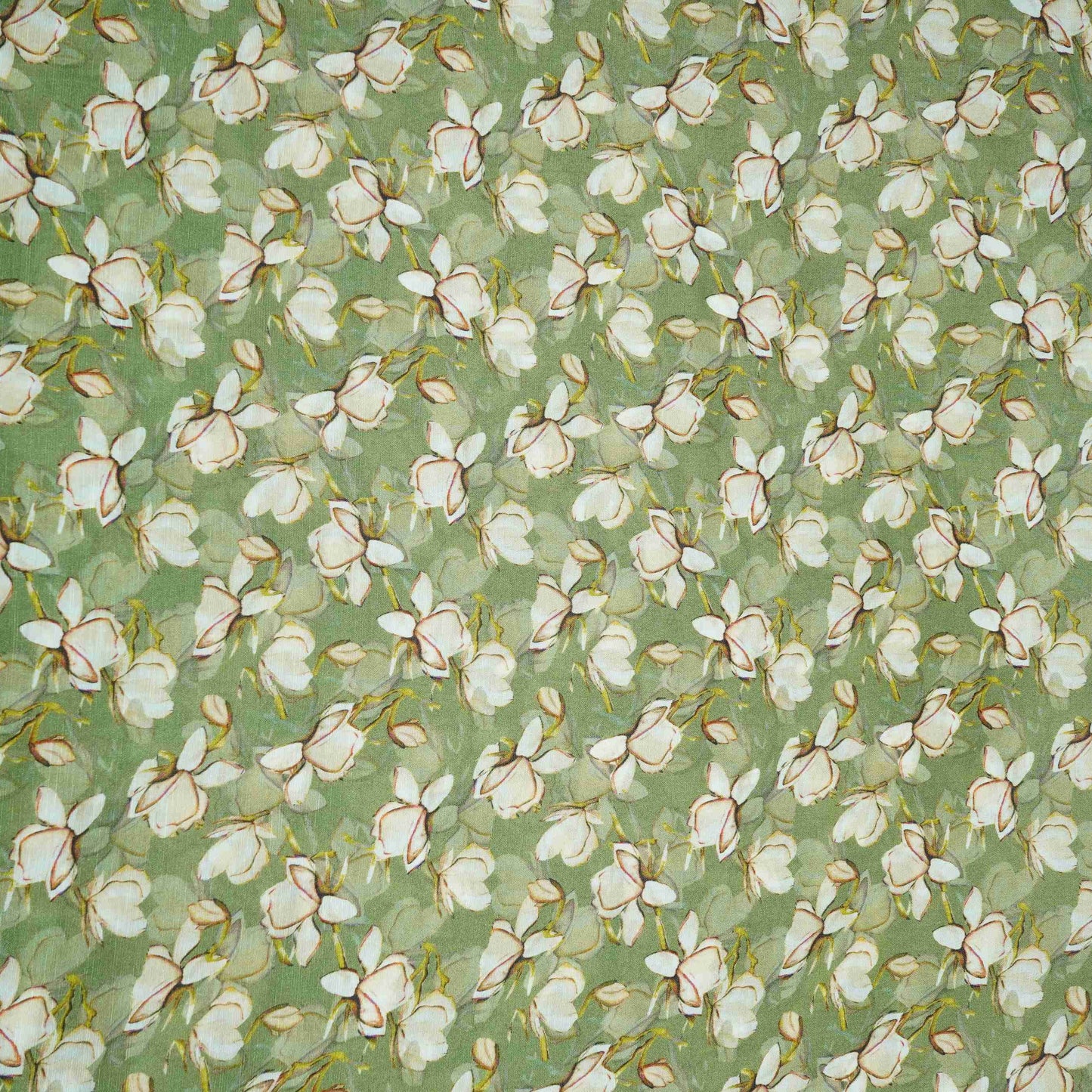 Light Green floral print Cupro Linen Fabric PI-31912