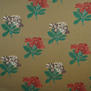 Beige & Green Floral Print Cotton Fabric MFR-29886 - TradeUNO