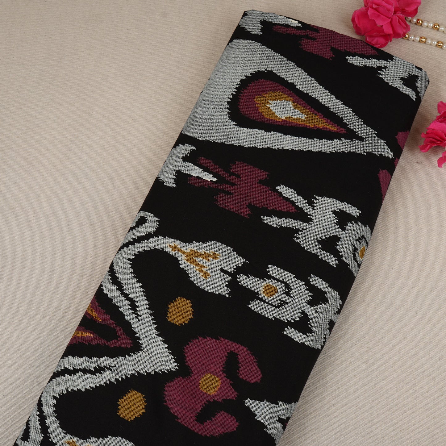 Black Ikkat Print Cotton Fabric MFR-29855