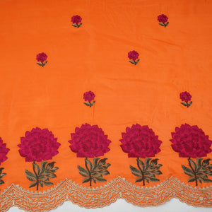Orange Border embroidery Crepe Fabric VFS-31653 - TradeUNO
