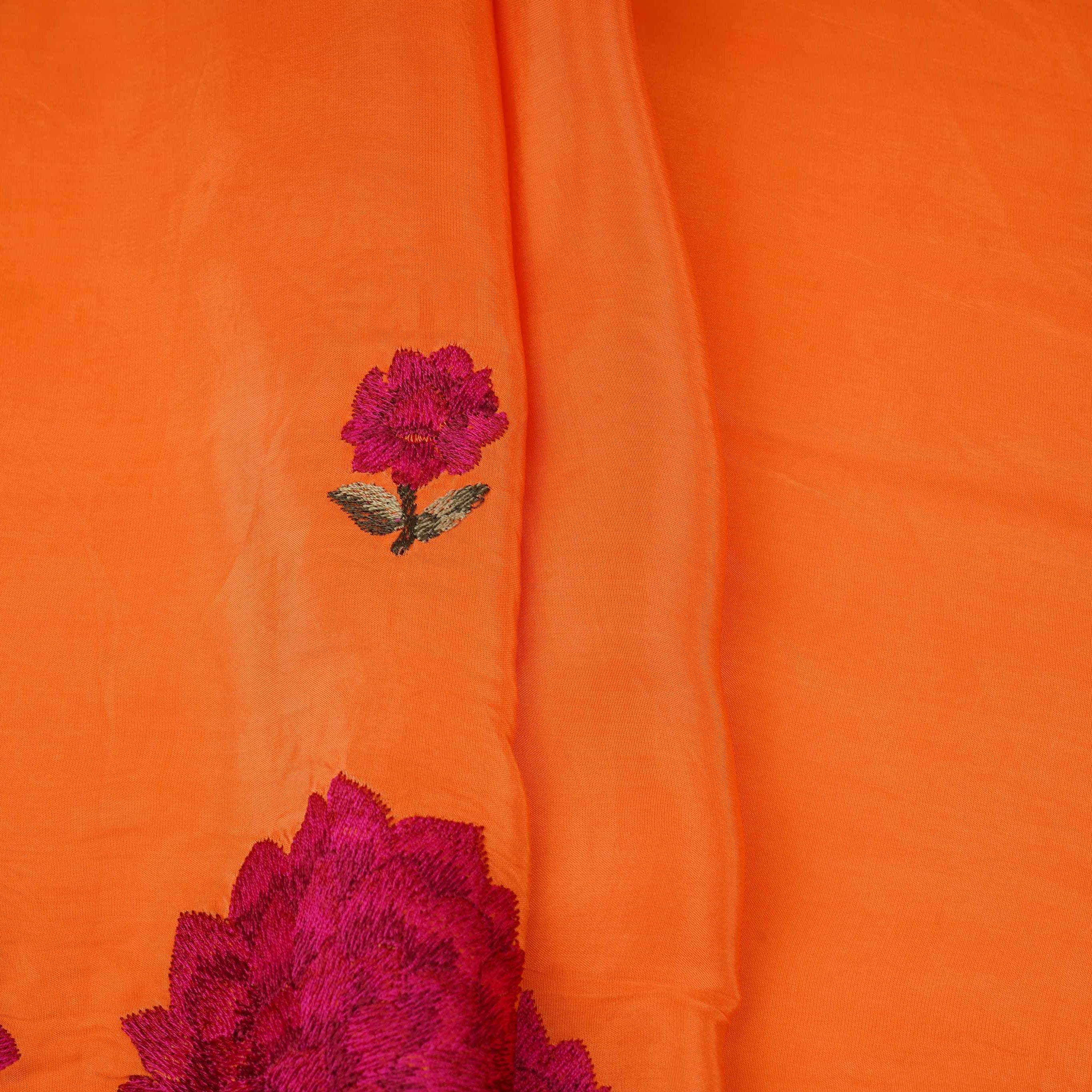 Orange Border embroidery Crepe Fabric VFS-31653 - TradeUNO