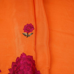 Orange Border embroidery Crepe Fabric VFS-31653 - TradeUNO