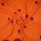Orange Border embroidery Crepe Fabric VFS-31653