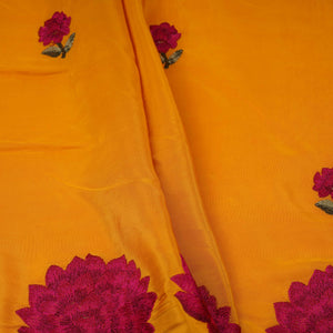 Mustard Border embroidery Crepe Fabric VFS-31655 - TradeUNO