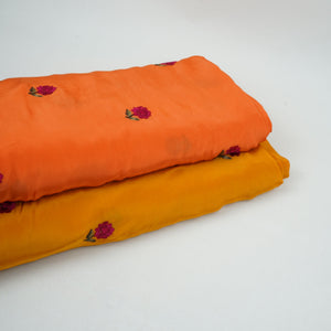 Orange Border embroidery Crepe Fabric VFS-31653 - TradeUNO