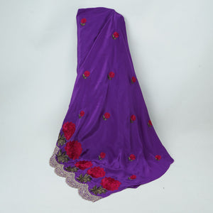 Purple Border embroidery Crepe Fabric VFS-31654 - TradeUNO