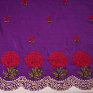 Purple Border embroidery Crepe Fabric VFS-31654 - TradeUNO