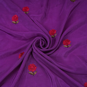 Purple Border embroidery Crepe Fabric VFS-31654 - TradeUNO