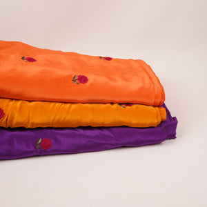 Purple Border embroidery Crepe Fabric VFS-31654 - TradeUNO