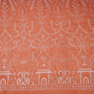 Rust Orange Traditional Dori Work Organza Fabric VFS-31519 - TradeUNO