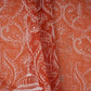 Rust Orange Traditional Dori Work Organza Fabric VFS-31519
