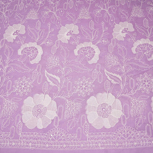 Lavender Chikankari embroidery Organza Fabric VFS-31706 - TradeUNO