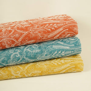 Rust Orange Traditional Dori Work Organza Fabric VFS-31519 - TradeUNO