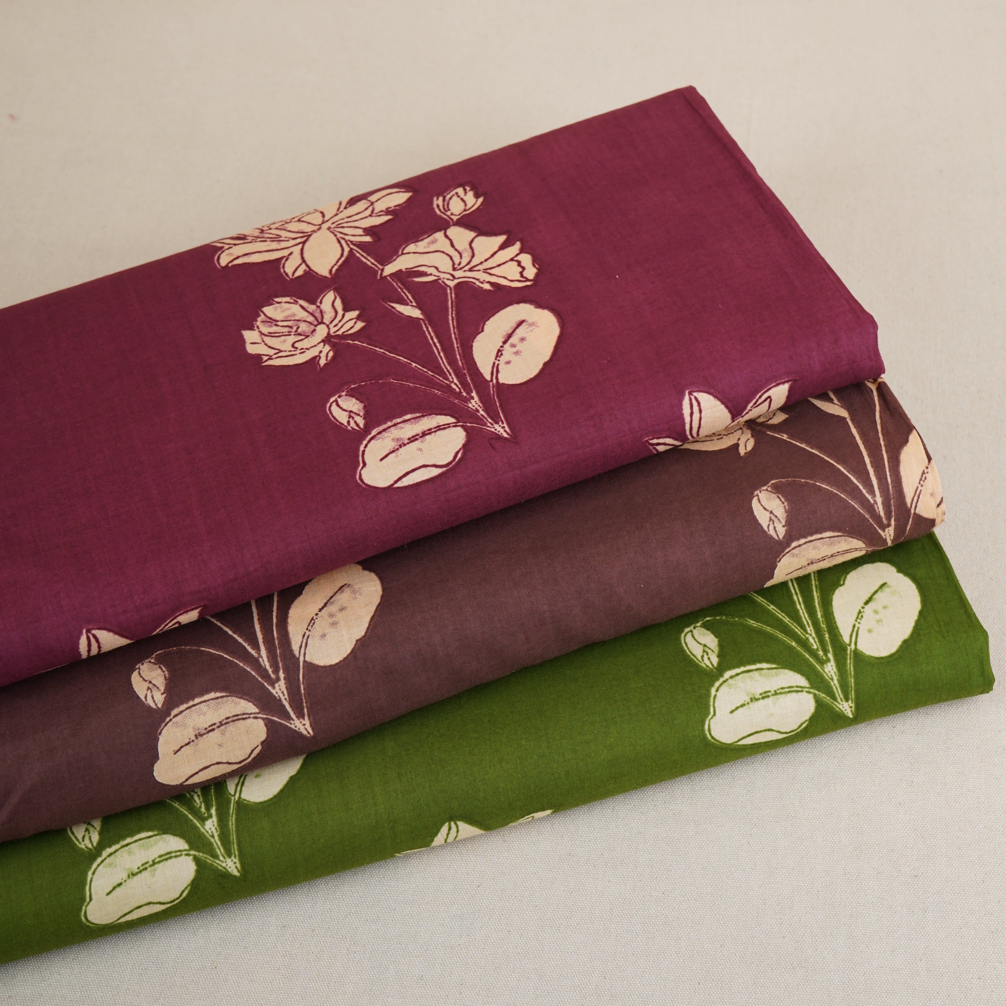 Deep Purple & White Floral Print Cotton Fabric MFR-29859 - TradeUNO
