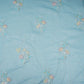 Sky Blue Zari Stripes floral thread embroidery Malai Chanderi Fabric VFS-31542