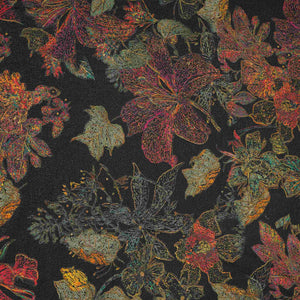 Black Shimmer Big floral print 60s Cotton Fabric PI-31887 - TradeUNO