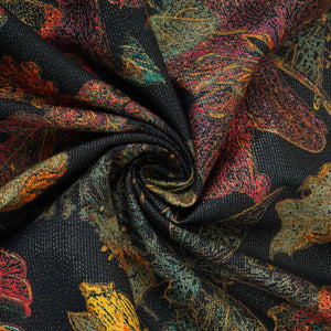 Black Shimmer Big floral print 60s Cotton Fabric PI-31887 - TradeUNO