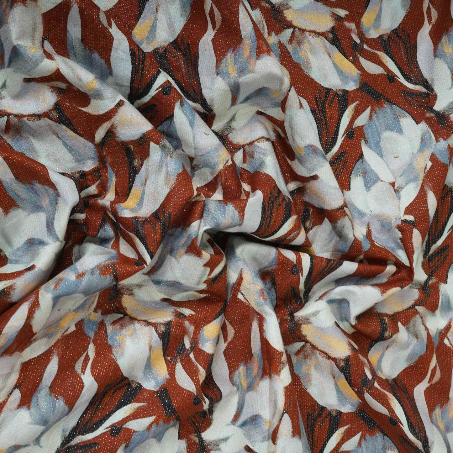 Brown Shimmer floral print 60s Cotton Fabric PI-31889