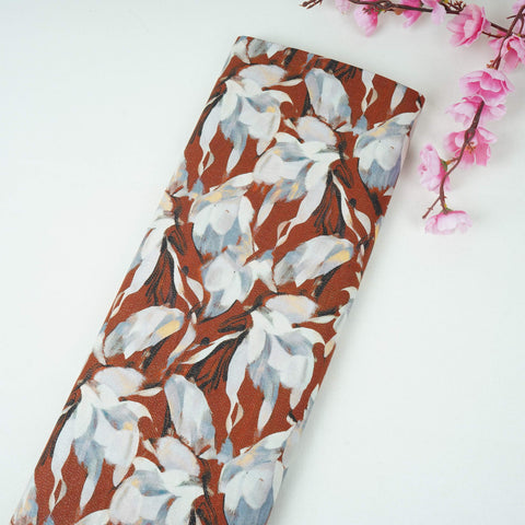 Brown Shimmer floral print 60s Cotton Fabric PI-31889