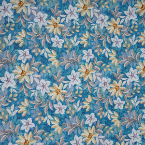 Royal Blue Shimmer floral print 60s Cotton Fabric PI-31876 - TradeUNO