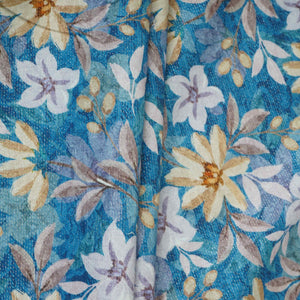 Royal Blue Shimmer floral print 60s Cotton Fabric PI-31876 - TradeUNO