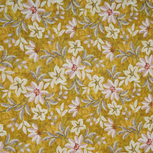 Mustard Shimmer floral print 60s Cotton Fabric PI-31877 - TradeUNO