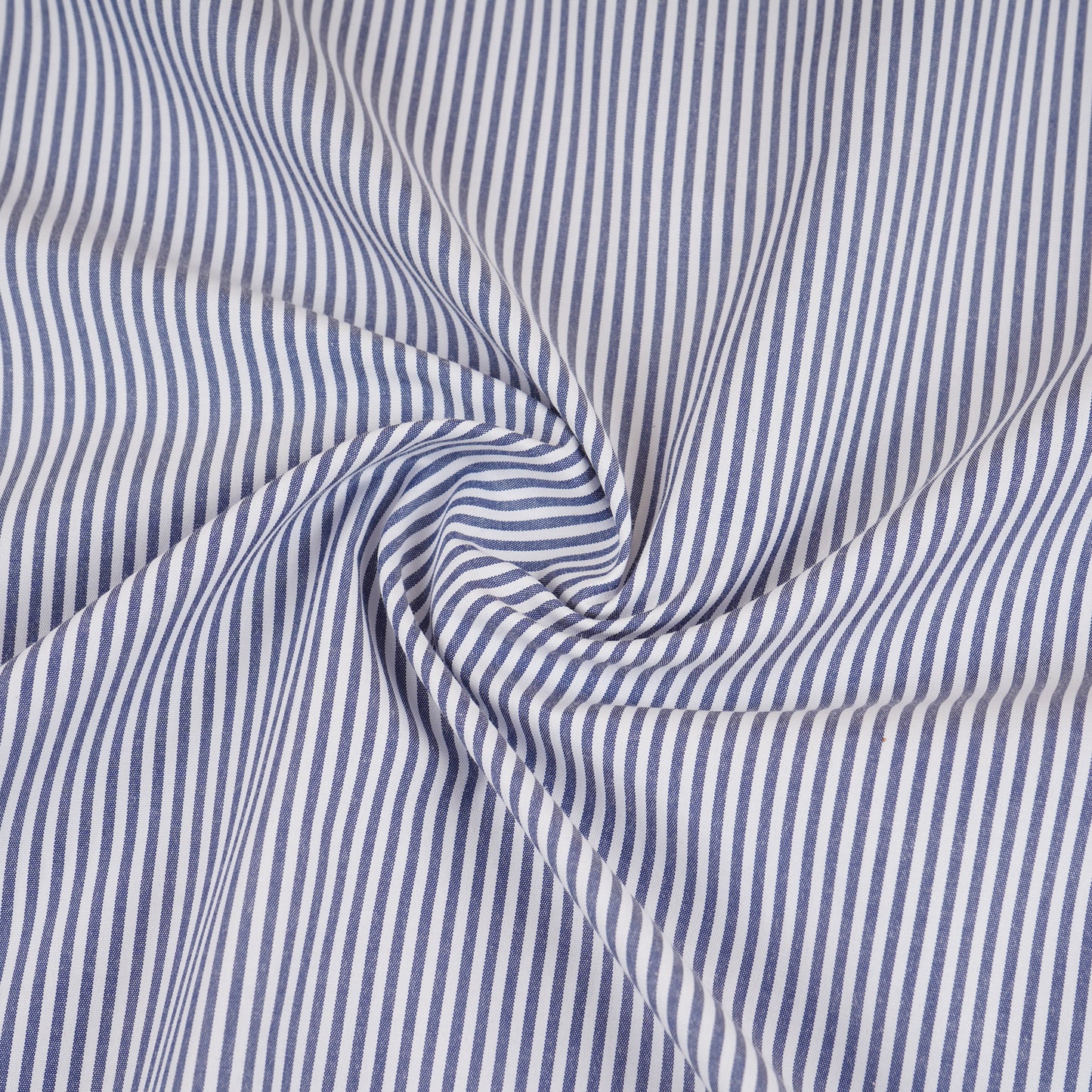 Navy Blue & White Stripes Print Poplin Fabric MFM-30137
