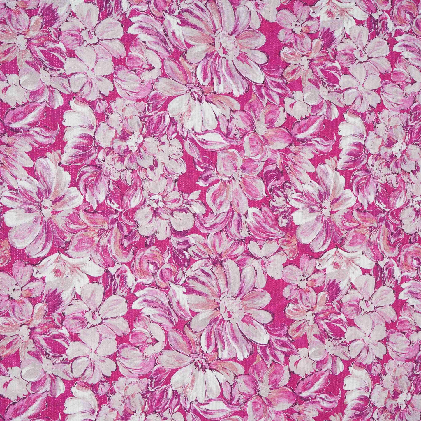 Magenta Pink Shimmer floral print 60s Cotton Fabric PI-31879
