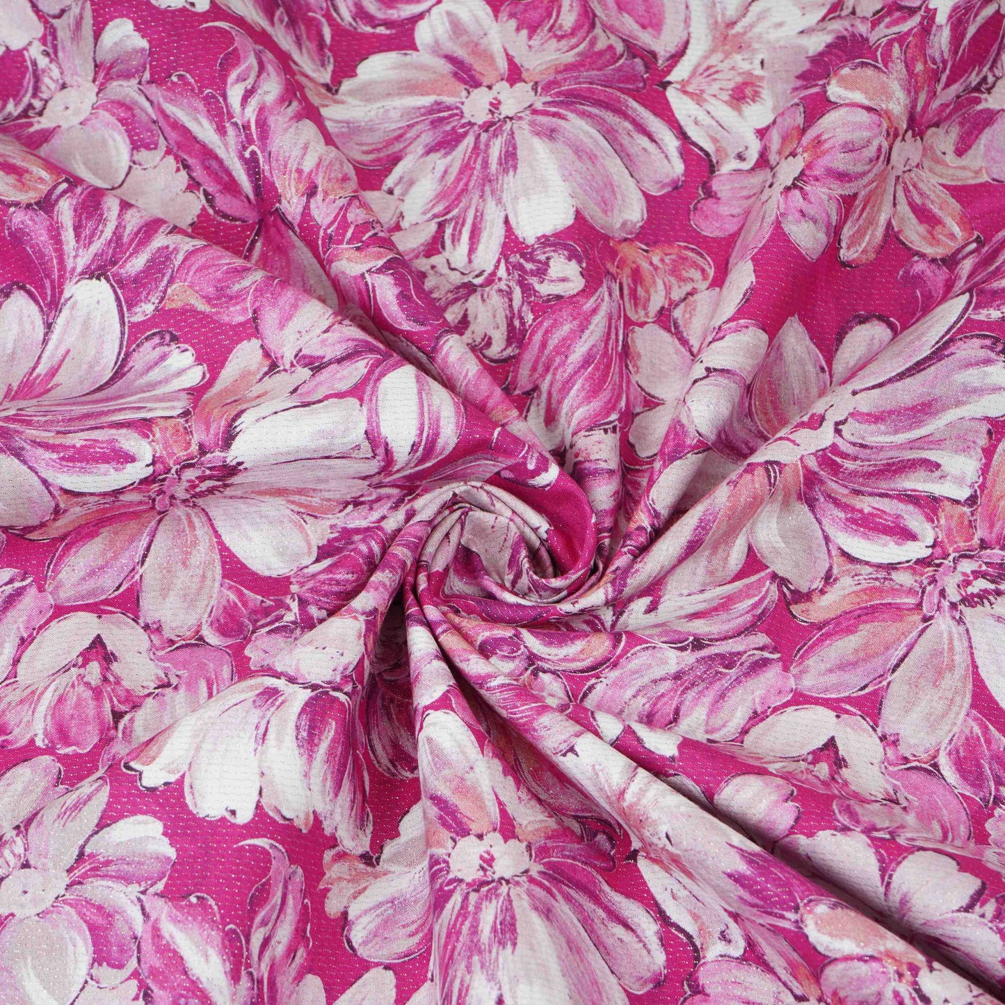 Magenta Pink Shimmer floral print 60s Cotton Fabric PI-31879