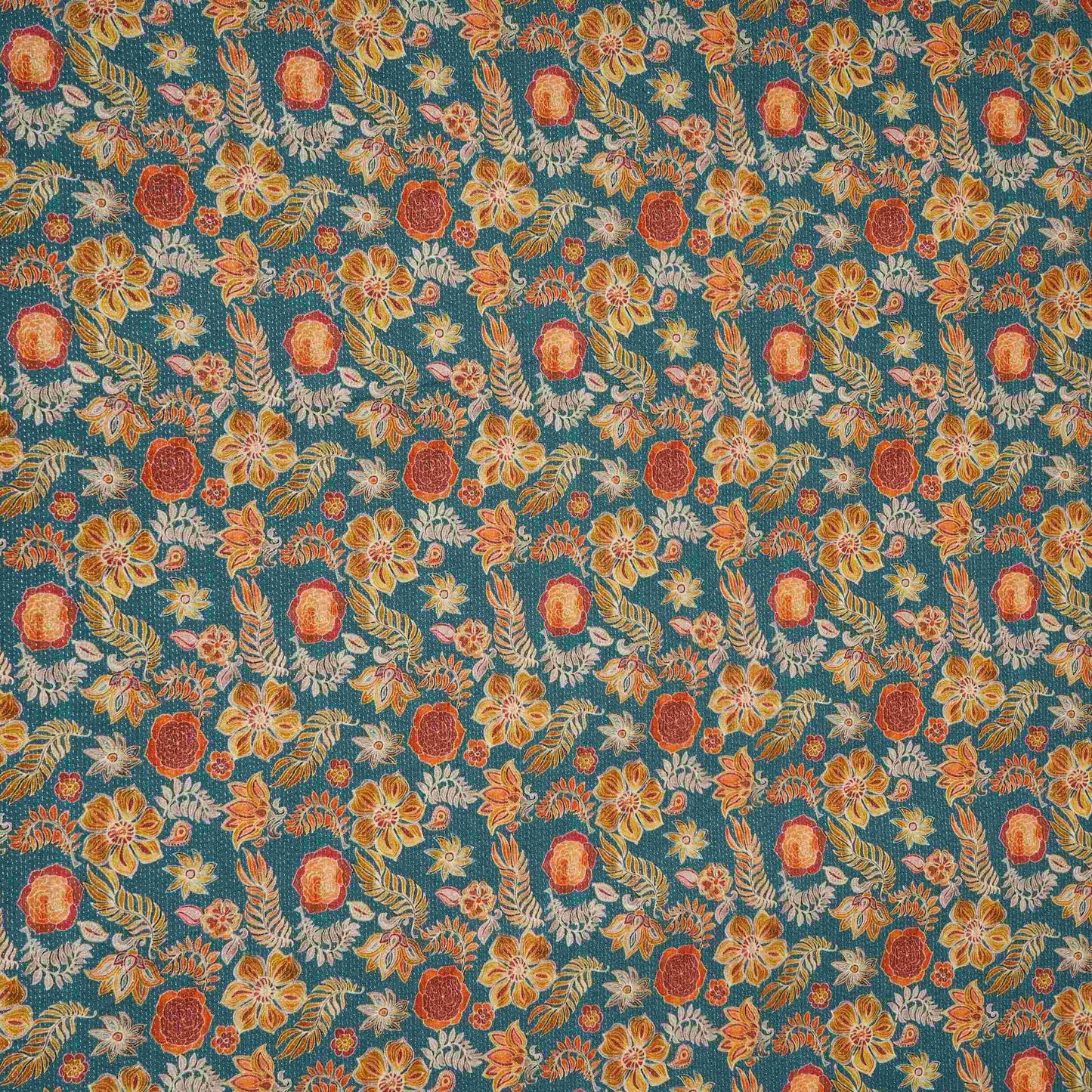 Blue Shimmer floral print 60s Cotton Fabric PI-31880