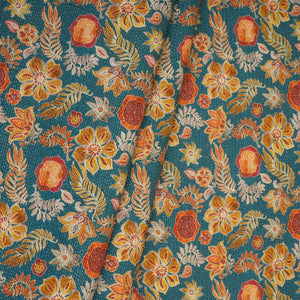 Blue Shimmer floral print 60s Cotton Fabric PI-31880 - TradeUNO