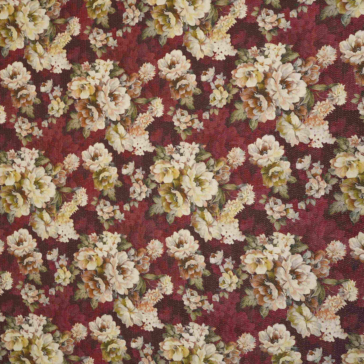 Maroon Shimmer floral print 60s Cotton Fabric PI-31886