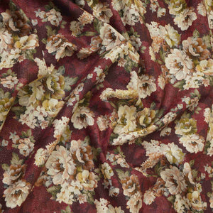 Maroon Shimmer floral print 60s Cotton Fabric PI-31886 - TradeUNO