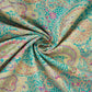 Teal Blue Shimmer Paisley print 60s Cotton Fabric PI-31878