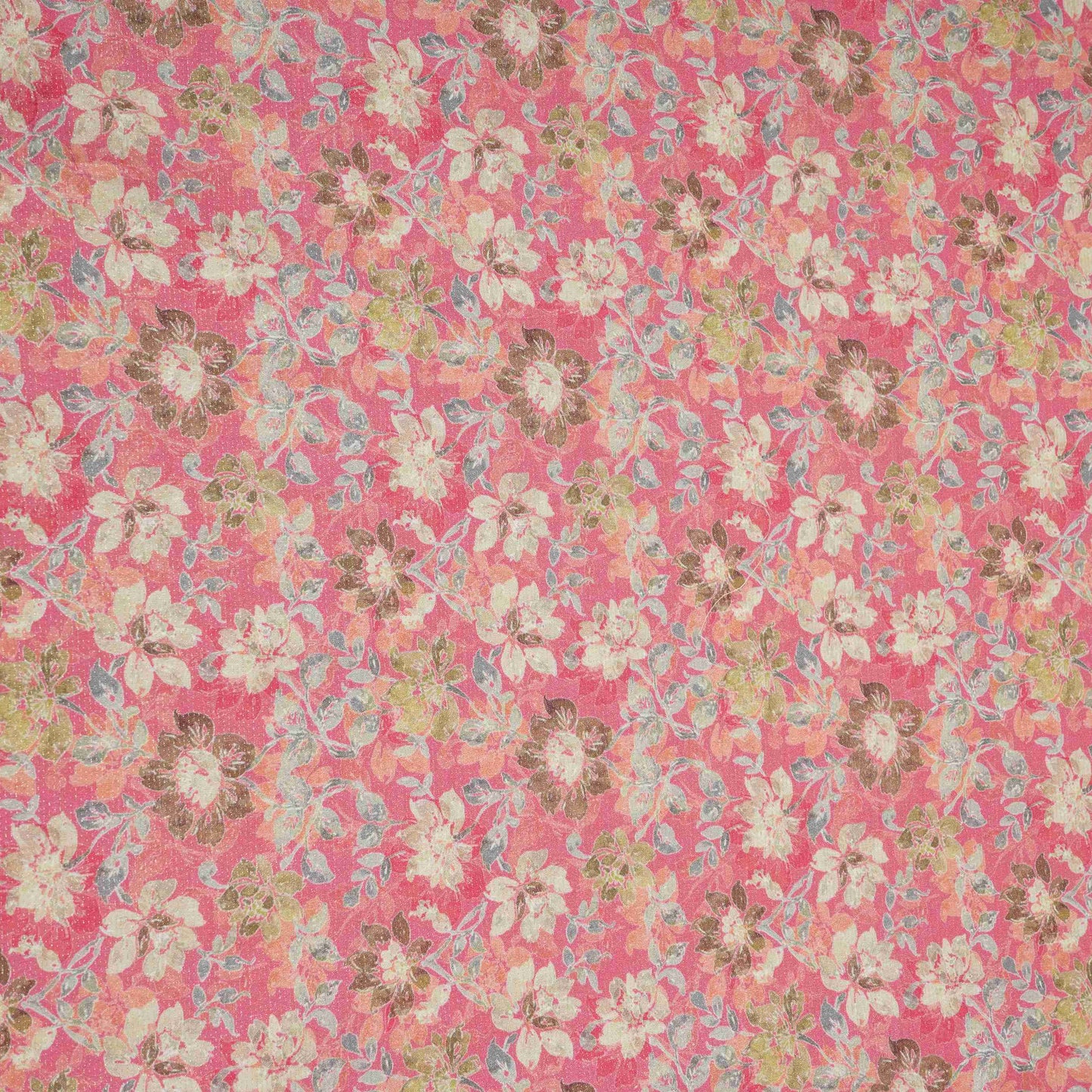Pink Shimmer floral print 60s Cotton Fabric PI-31883
