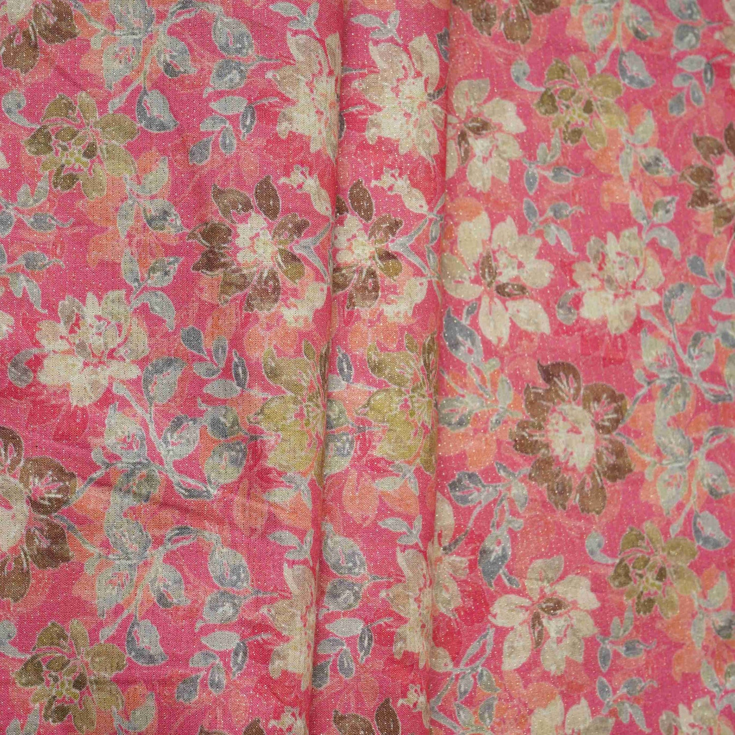 Pink Shimmer floral print 60s Cotton Fabric PI-31883