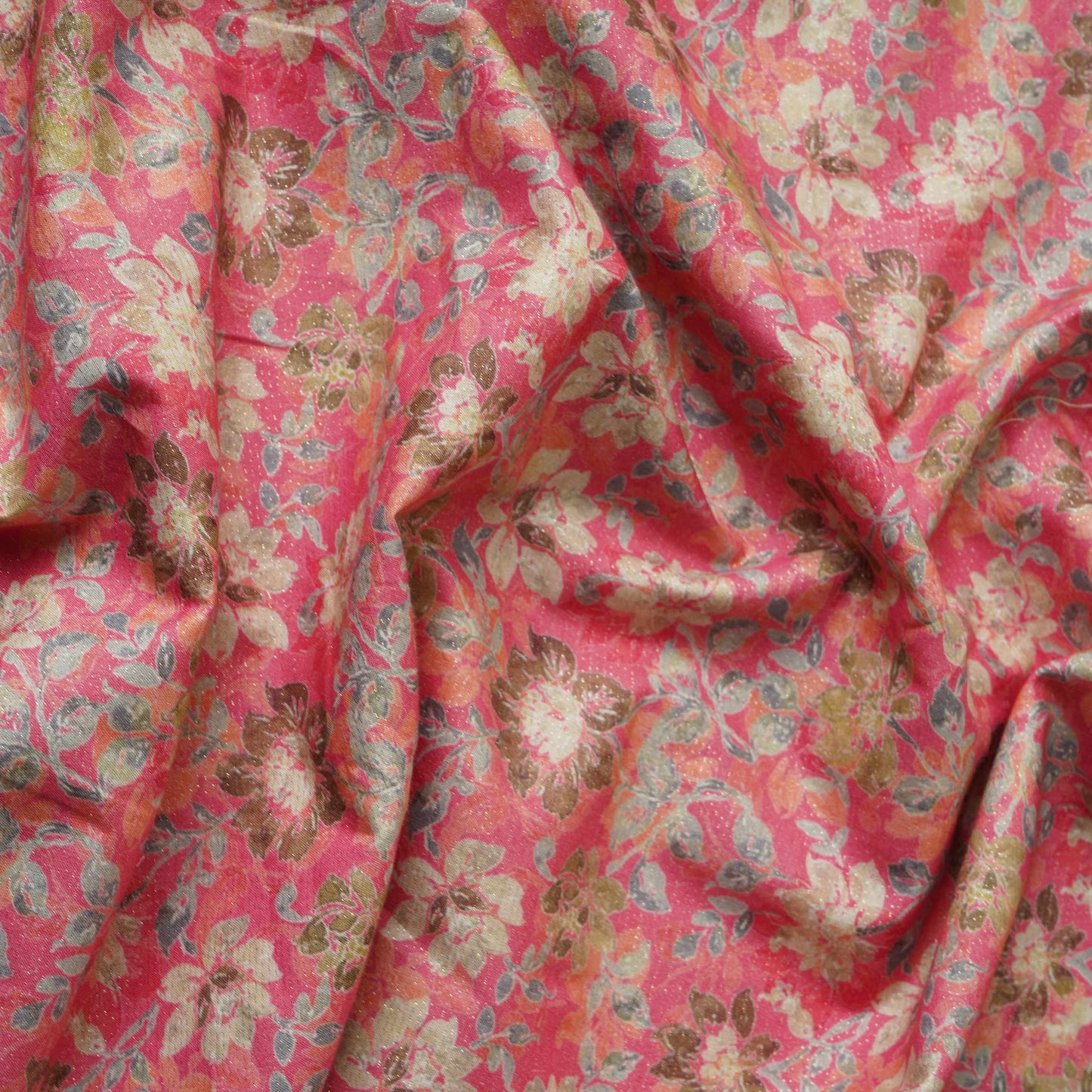 Pink Shimmer floral print 60s Cotton Fabric PI-31883