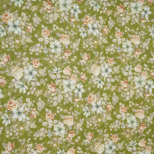 Green Shimmer floral print 60s Cotton Fabric PI-31881 - TradeUNO