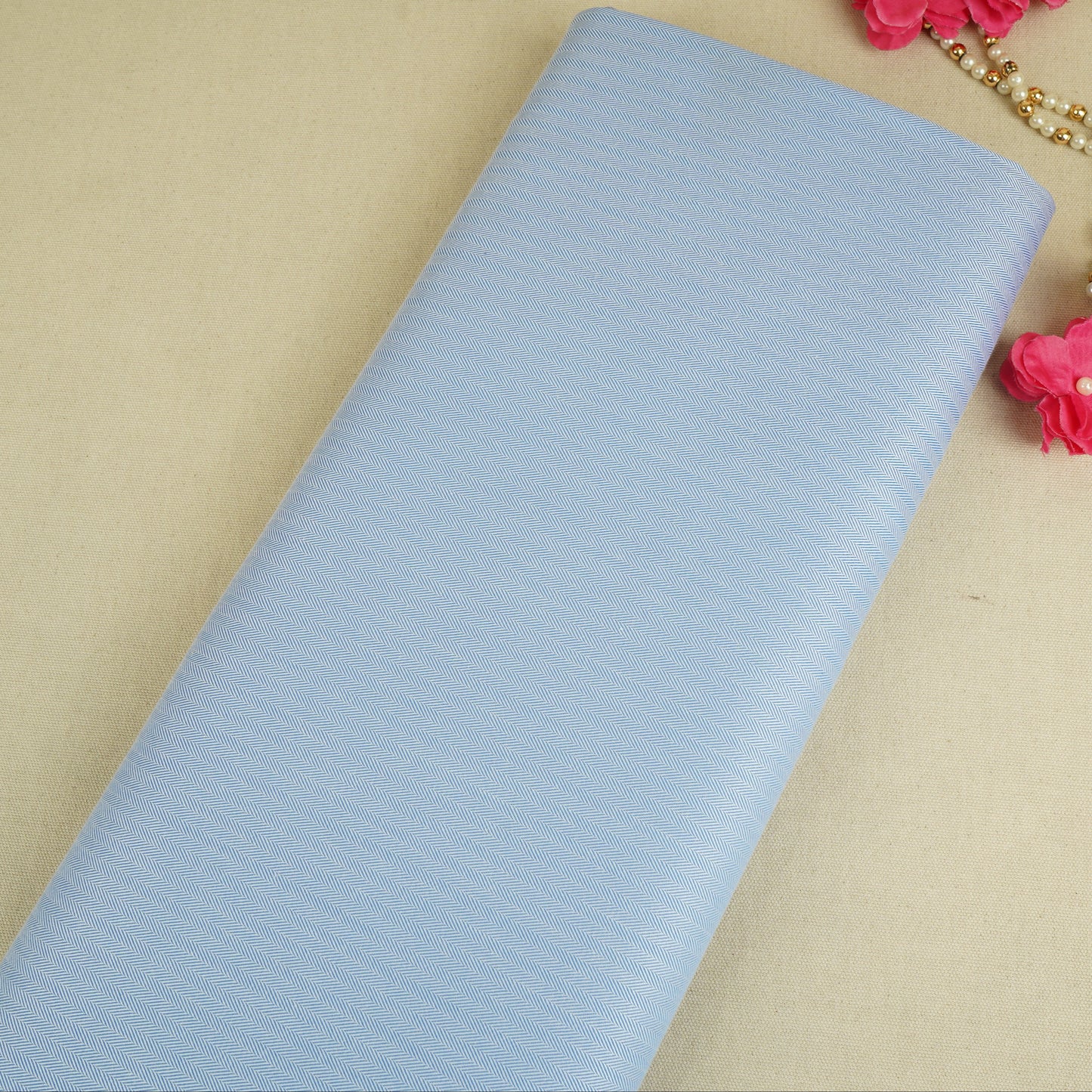 Blue Herringbone Weaving Poplin Fabric MFM-30116