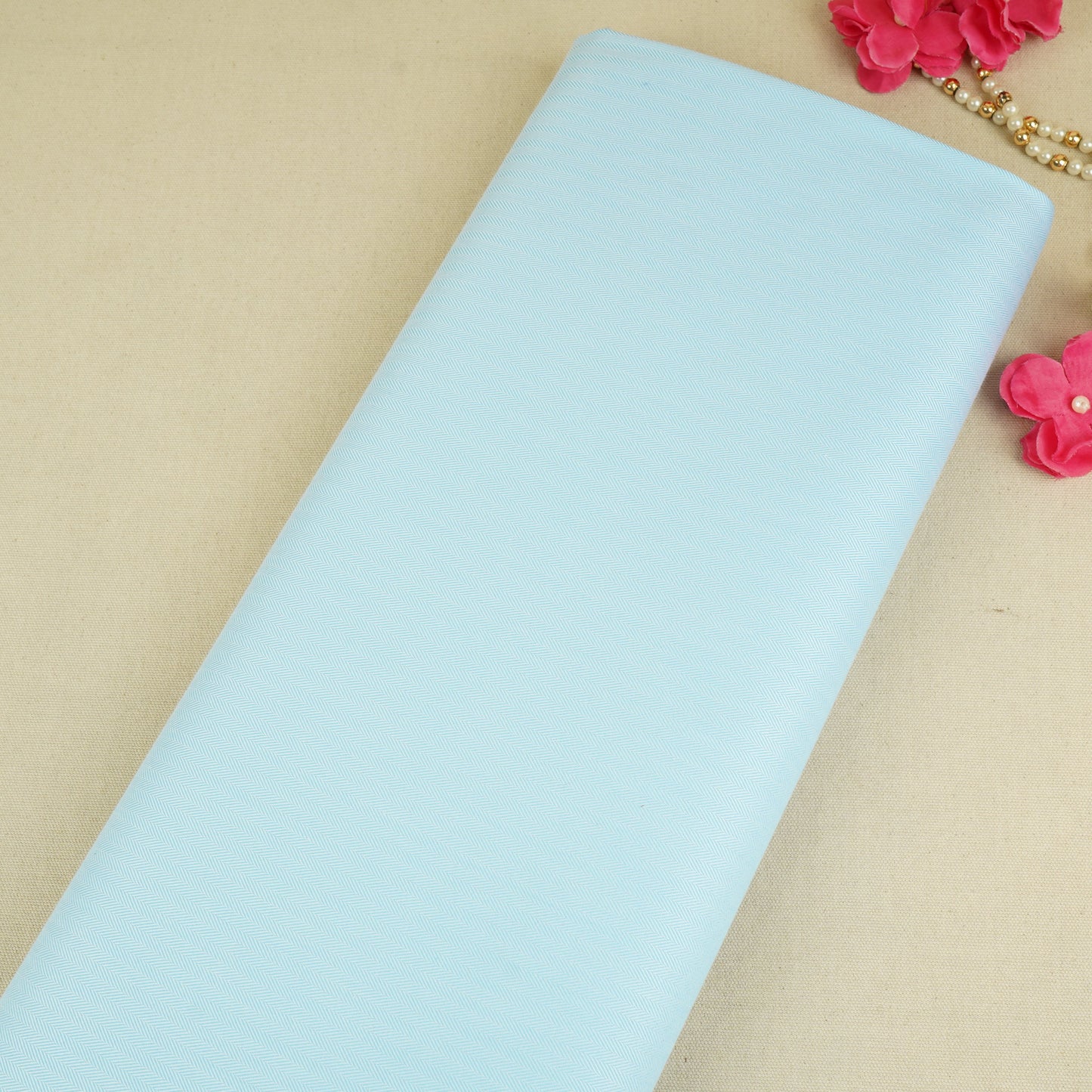 Light Blue Herringbone Weaving Poplin Fabric MFM-30115