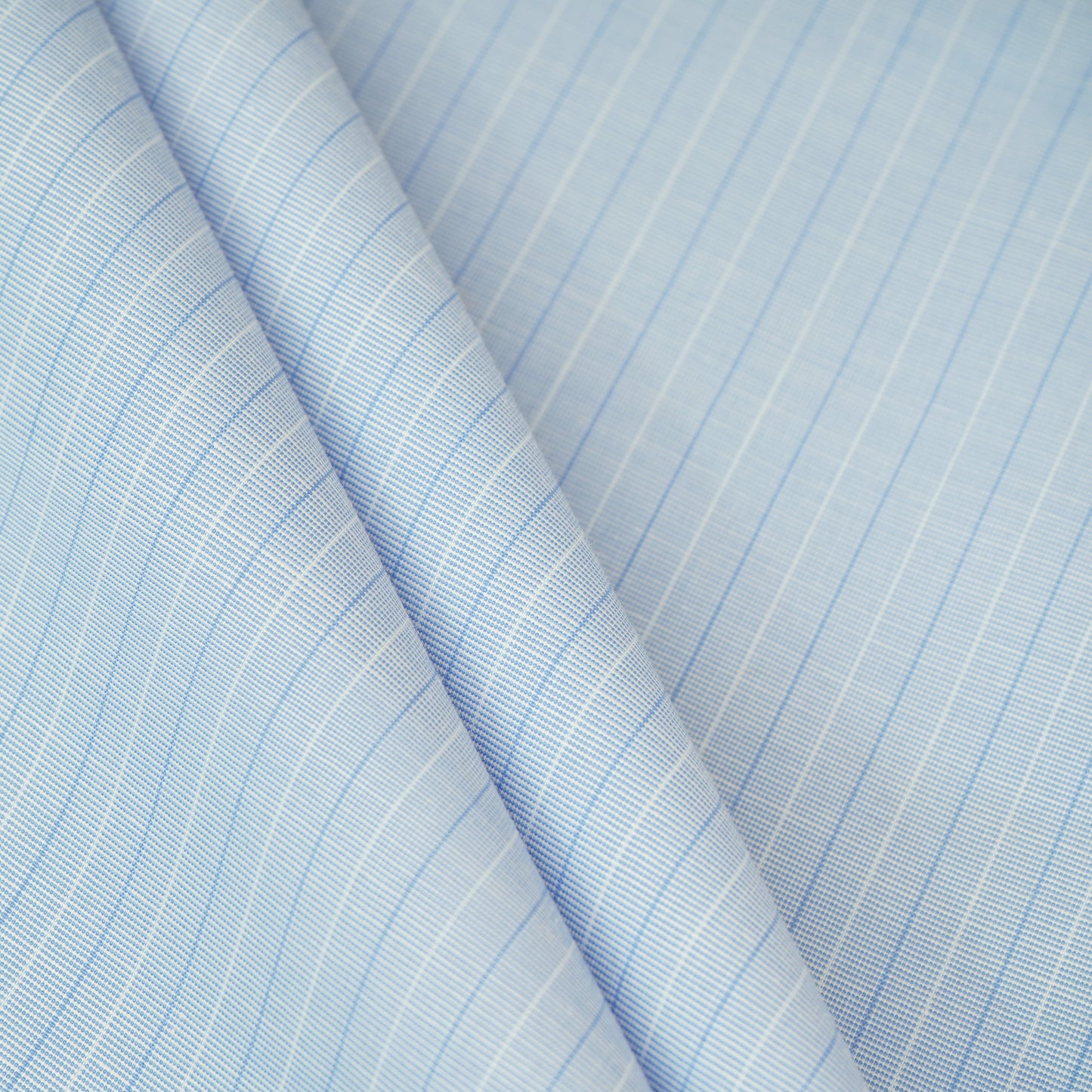 Light Blue & White Stripes Print Poplin Fabric MFM-30119