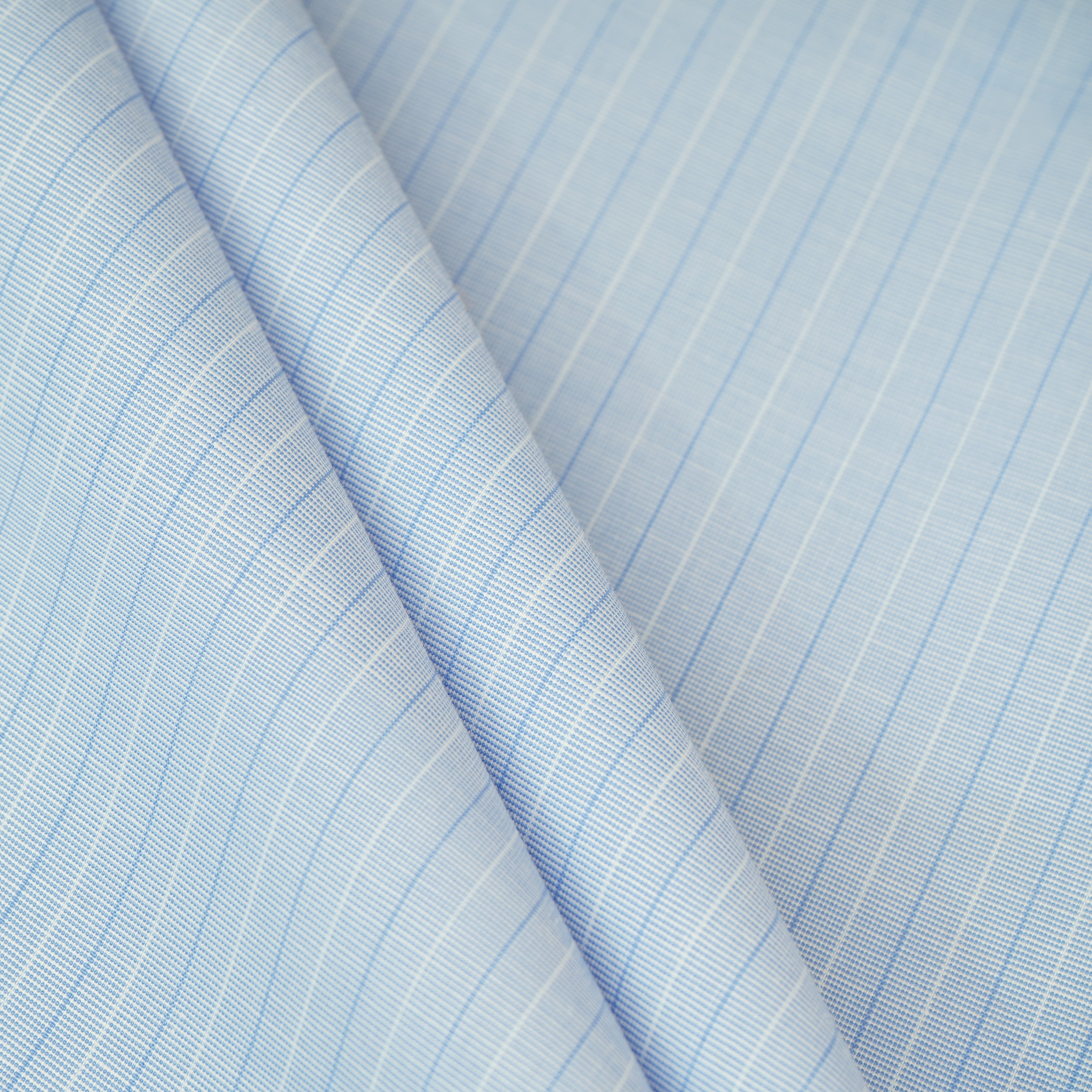 Light Blue & White Stripes Print Poplin Fabric MFM-30119 - TradeUNO