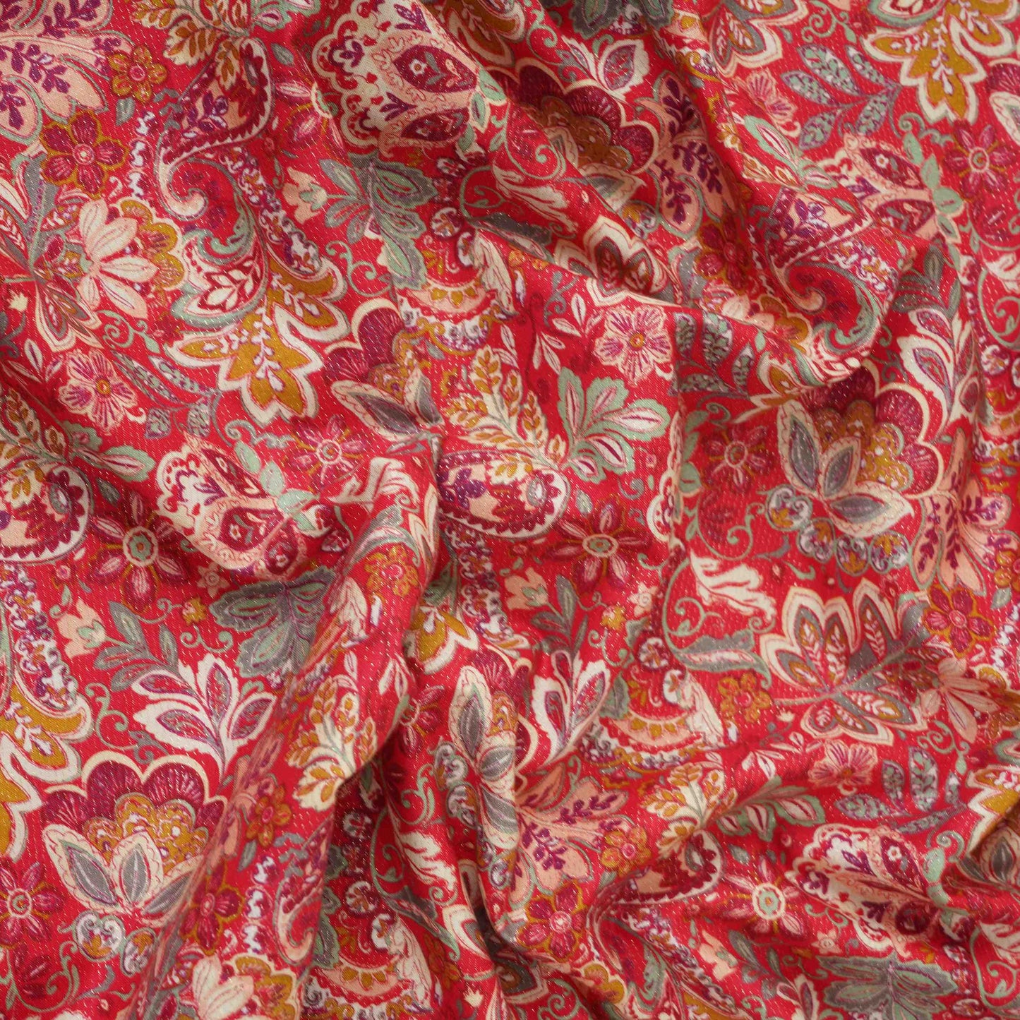 Rani Pink Shimmer floral print 60s Cotton Fabric PI-31890