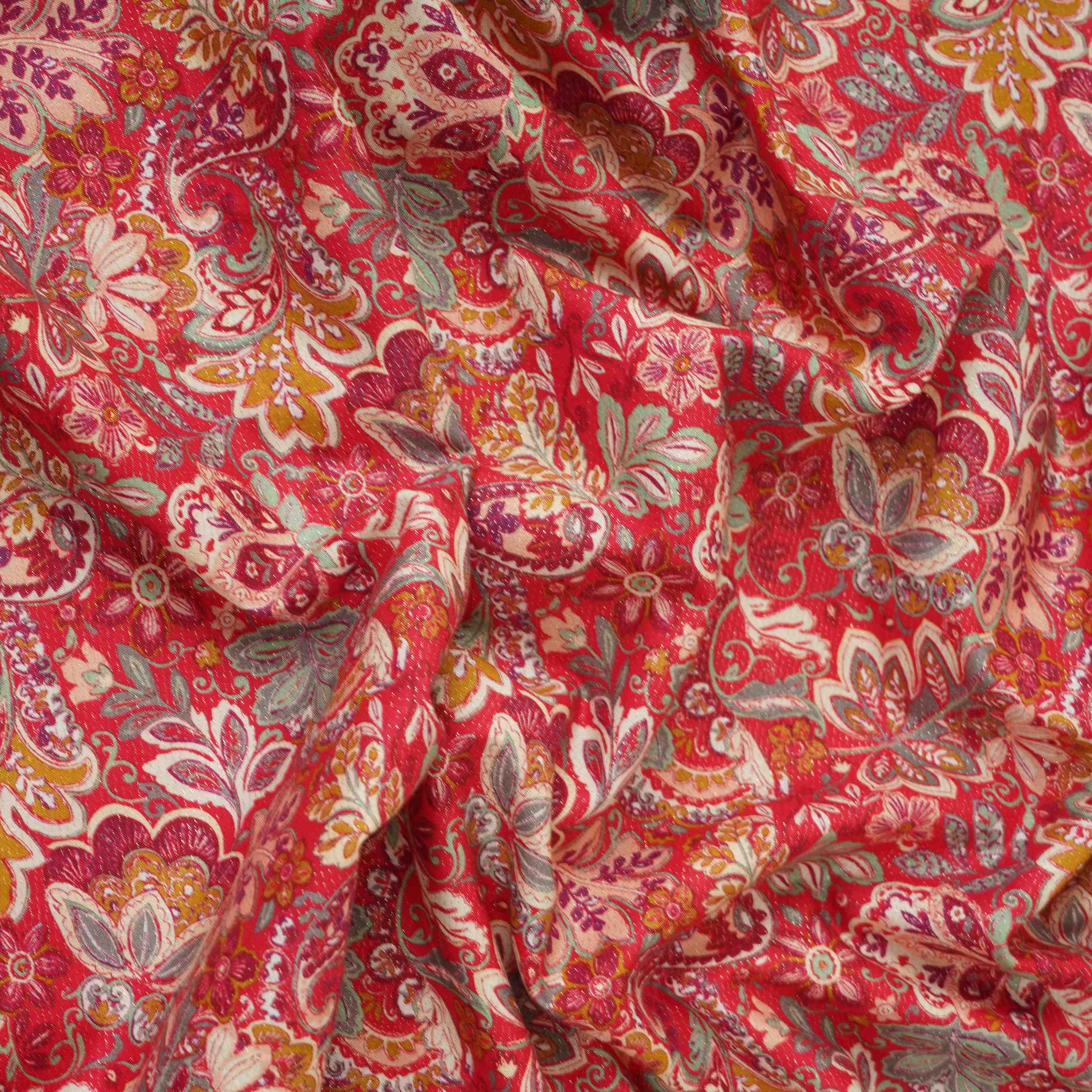 Rani Pink Shimmer floral print 60s Cotton Fabric PI-31890 - TradeUNO